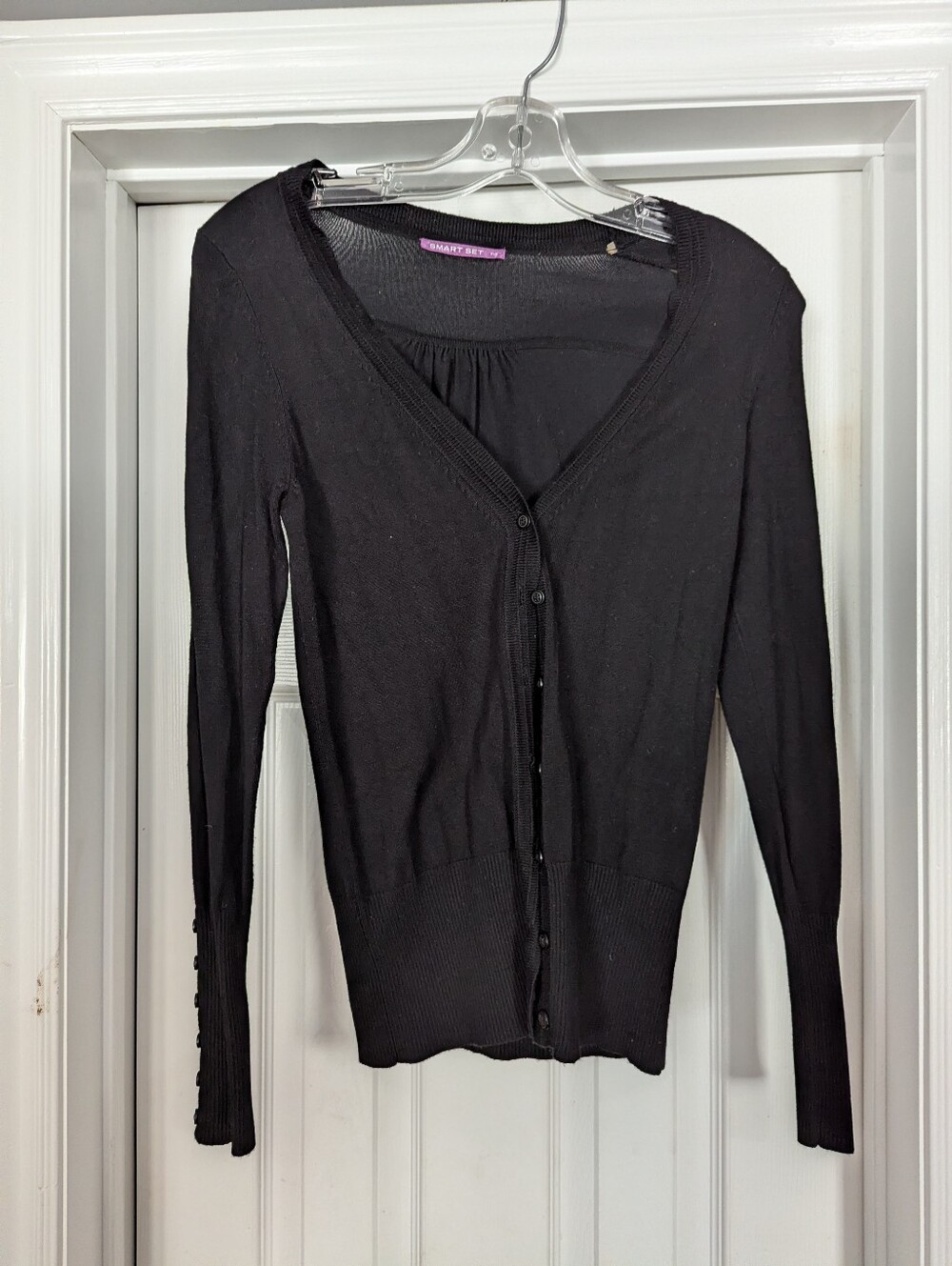Smart Set Black Top with Purple Label